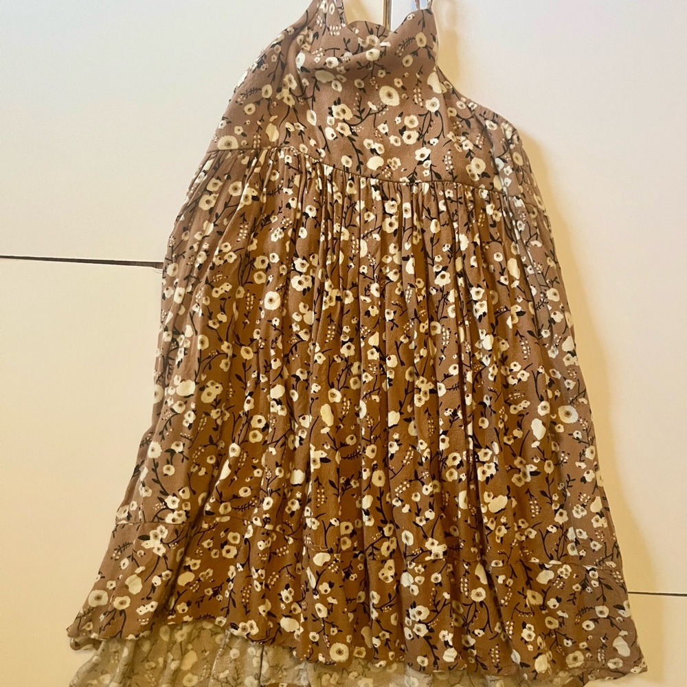 Rylee + Cru Brown Floral Kids Dress